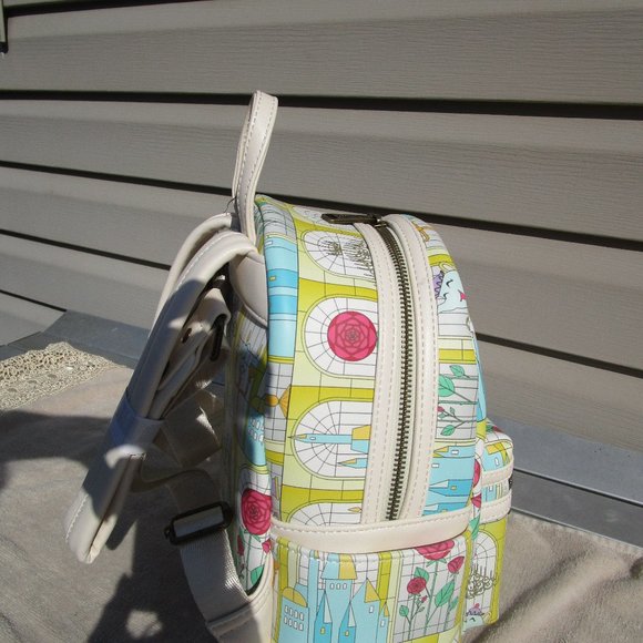 Loungefly Disney Beauty and the Beast Stained Glass Windows Mini Backpack